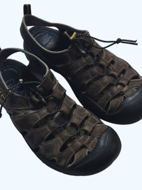 Keen Mens Size 11.5 Brown Leather Waterproof Hiking Sport Sandals